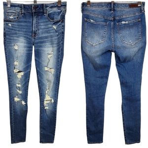 Abercrombie & Fitch Super Skinny Mid Rise Jean Distressed Stretch 28 6 Regular